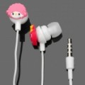 Bonito Cartoon melodia estilo auriculares Earphone com microfone para iPhone 4 - rosa + branco