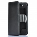 Caso de Flip-aberto Couro Artificial protetor para iPhone 4S - preto