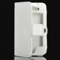 Caso de Flip-aberto Couro Artificial protetor para iPhone 4S - branco