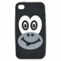 Bonitinho sorrindo Monkey imagem padrão Silicone volta caso protetor para iPhone 4 / 4S - Black