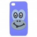 Bonitinho sorrindo Monkey imagem padrão Silicone volta caso protetor para iPhone 4 / 4S - roxo
