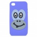 Bonitinho sorrindo Monkey imagem padrão Silicone volta caso protetor para iPhone 4 / 4S - roxo