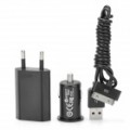 USB AC Charger + carregador de carro + cabo Set de carregamento para iPhone 4s / iPod Touch 4 - Black