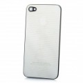 Substituição elegante Horizontal grade padrão de Metal bateria volta caso capa para iPhone 4 - prata