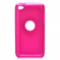 Liga de alumínio protetora + de volta silicone para iPod Touch 4 - Deep Pink