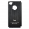 Plástico protetora + Brushed Metal Back Case para iPhone 4 / 4S - Black