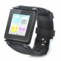 Wrist Watch estilo protetora silicone com banda para iPod Nano 6 (preto)