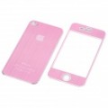 Decorativas protetora frontal + adesivo de pele cobrir costas para Apple iPhone 4 - Pink