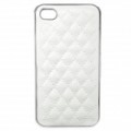 ABS protetora + volta caso de couro para iPhone 4 / 4S - branco