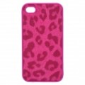 Silicone protetora + volta caso de couro para iPhone 4 / 4S - Deep Pink