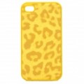 Silicone protetora + volta caso de couro para iPhone 4 / 4S - amarelo