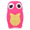 Engraçado Cartoon tartaruga estilo protetora Silicone Case para iPhone 4 - Deep Pink + amarelo