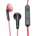 Kanen IP-509 moda auricular estéreo com microfone para iPhone - preto + vermelho