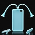 Bonito gafanhoto Silicone volta caso protetor com antenas de xícara de sucção para iPhone 4/4S - azul claro