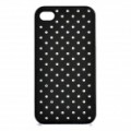 Elegante Rhinestone PU plástico volta caso protetor para iPhone 4 / 4S - Black