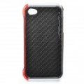 Elegante alumínio Alloy Frame caixa protectora com adesivo de volta para o iPhone 4 / 4S - vermelho + prata