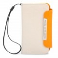 Protetor PU couro Flip-Open Case para iPhone 4 / 4S - bege