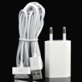 Adaptador de energia CA c / cabo de carregamento do USB dados para o iPhone 4 / 4S - branco