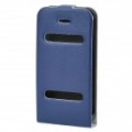 Ultra Top Flip-aberto PVC couro caso protetor c / ABS titular para iPhone 4 / 4S - Blue