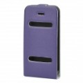 Ultra Top Flip-aberto PVC couro caso protetor c / ABS titular para iPhone 4 / 4S - roxo