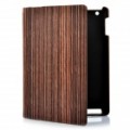 Texturizados madeira padrão de PVC volta caso protetor c / tampa inteligente para novo Apple iPad - Brown