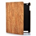 Texturizados madeira padrão de PVC volta caso protetor c / tampa inteligente para novo Apple iPad - amarelo