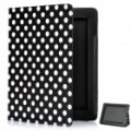 Protetora Polka Dot padrão PU couro Case para o novo iPad - preto + branco