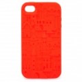 Anaglyph Castelo estilo Silicone caso protetor para iPhone 4 / 4S - vermelho