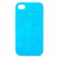 Anaglyph Castelo estilo Silicone caso protetor para iPhone 4 / 4S - Blue