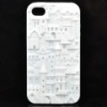 Anaglyph Castelo estilo Silicone caso protetor para iPhone 4 / 4S - branco