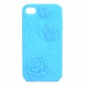 Anaglyph Rose estilo Silicone caso protetor para iPhone 4 / 4S - Blue