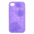 Anaglyph Rose estilo Silicone caso protetor para iPhone 4 / 4S - roxo