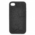 Anaglyph Rose estilo Silicone caso protetor para iPhone 4 / 4S - Black