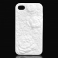 Anaglyph Rose estilo Silicone caso protetor para iPhone 4 / 4S - branco