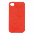 Anaglyph Rose estilo Silicone caso protetor para iPhone 4 / 4S - vermelho