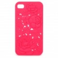 Charmosa volta caso protetor com o desenho de Rose para iPhone 4 / 4S - vermelho