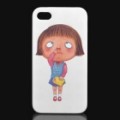 Nariz sangrando menina padrão plástico volta caso protetor para iPhone 4 / 4S - branco