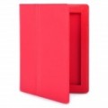 Protetor PU couro Case c / tampa inteligente para iPad 2 / novo iPad - vermelha