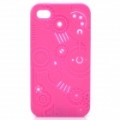 Protetora Anaglyph Gear imagem estilo de silicone c / protetor de tela para iPhone 4 / 4S - Deep Pink