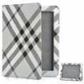 Elegante Plaid padrão couro protetor Case para o novo iPad - cinza