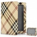 Elegante Plaid padrão couro protetor Case para o novo iPad - amarelo