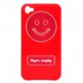 Smile imagem padrão caso protetor de preto para iPhone 4 / 4S - vermelho