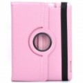 Protetora 360 grau rotação titular couro Case para o novo iPad - Pink