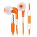 Elegante fone de ouvido auricular c / microfone / controle de Volume para o iPhone 4 / 4S / iPod / iPad - laranja