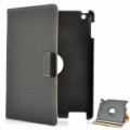 360 Grau rotação protetora PU couro Case para iPad 2 / The New iPad - cinza