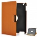 360 Grau rotação protetora PU couro Case para iPad 2 / The New iPad - café