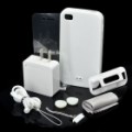 capa protetor simplism 8 em 1 + Strap + carregador + conjunto de protetor de tela para iPhone 4 / 4S - branco