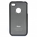 Drawbench estilo alumínio liga de volta caso protetor para iPhone 4 / 4S - Silver Grey