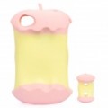 Apple Core estilo Silicone volta caso protetor c / enrolador de cabo para iPhone 4 / 4S - rosa + amarelo