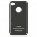 Aluminum Alloy Trefilagem volta caso protetor c / pano & de protetor de tela para iPhone 4 / 4S - Black